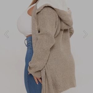 Fashion Nova Beige Hooded Cardigan